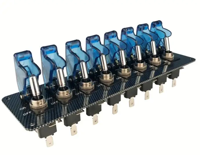 8 blue DC12V 20A гоночный автомобиль переключатель тумблер панель для гоночного автомобиля углеродное волокно 8 переключателей красный и синий гоночный автомобиль переключатель панель - Цвет: 8 blue