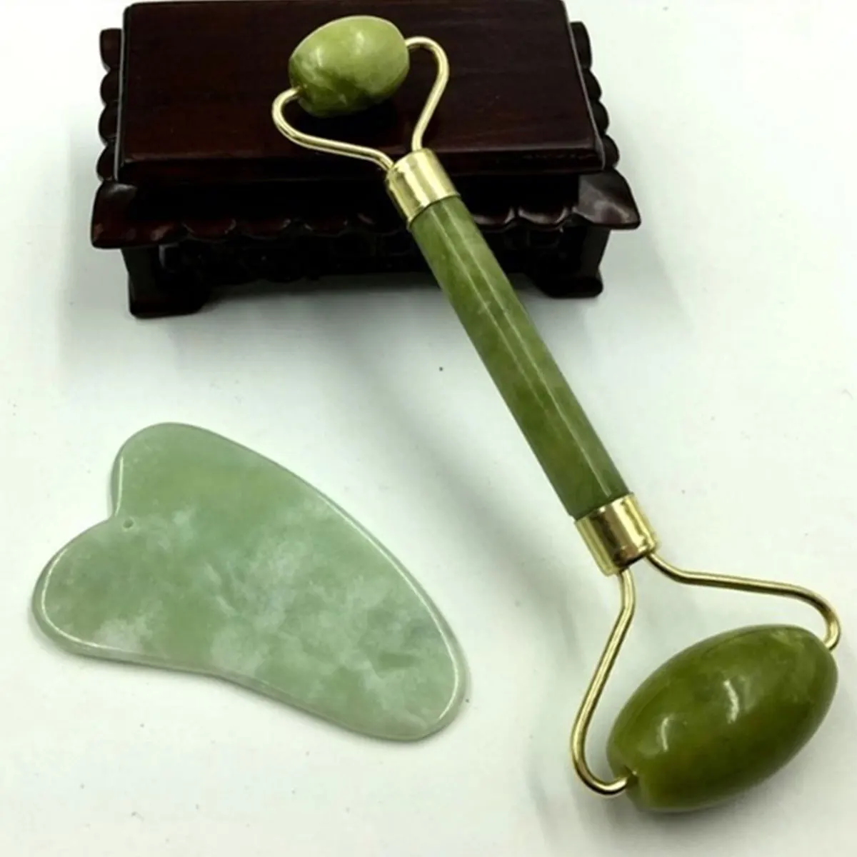 Роликовый массажер для лица Gua Sha комплект из 2 предметов с двойной головкой