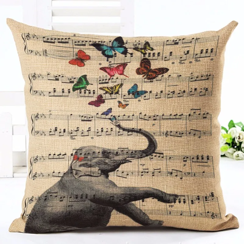 Старинная газета льняная наволочка для подушек Nordico Elephant style Home christmadecoratial 45x45 см