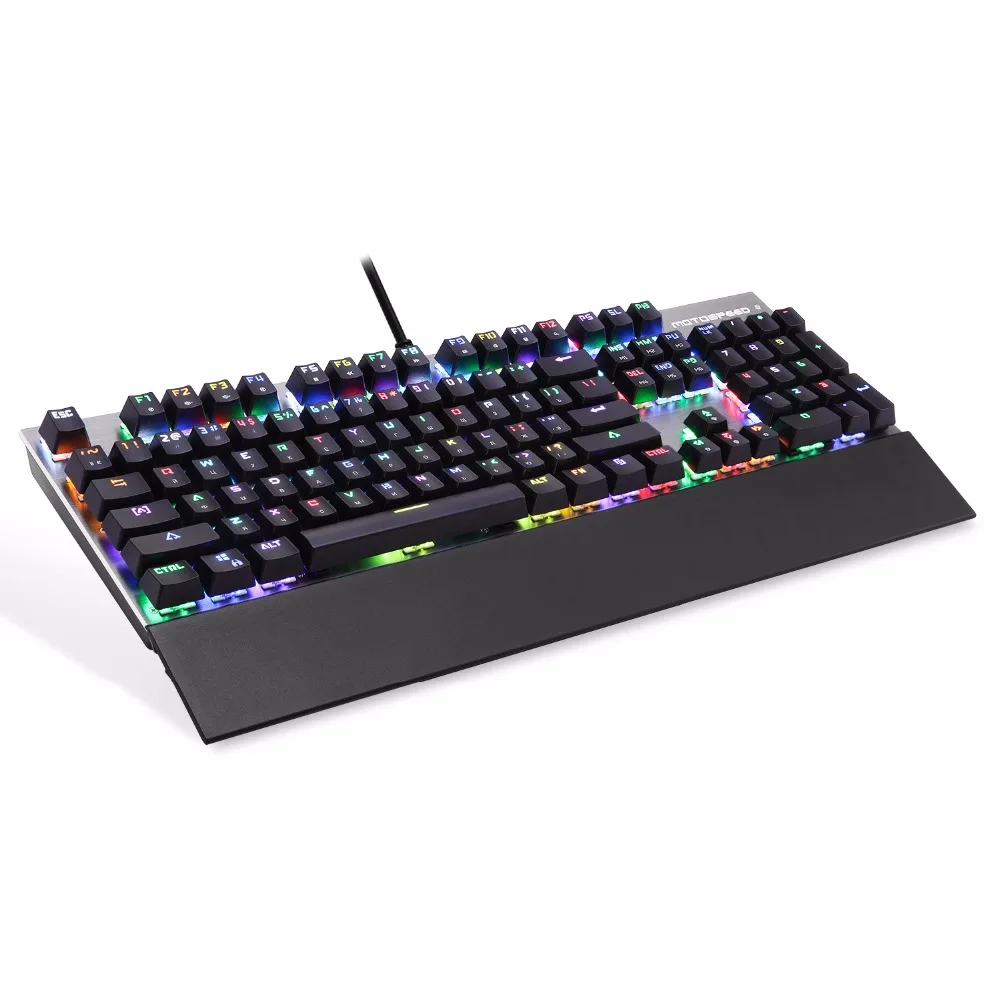 Оригинальная механическая клавиатура Motospeed CK108, 104 клавиш, RGB переключатель, игровой проводной светодиодный, с подсветкой, против привидения, для геймера, компьютера, ПК