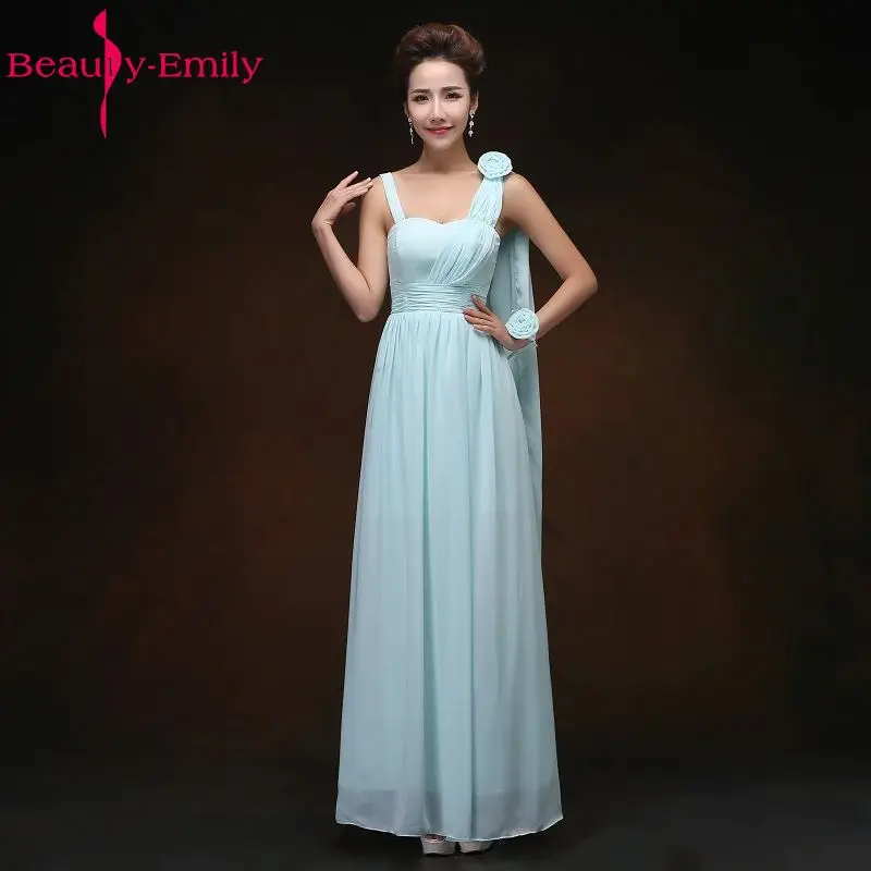 Beauty Emily элегантное голубое небо шифоновое платье для подружки невесты 2019 длинное