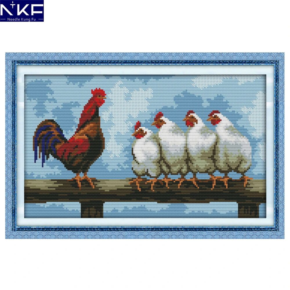 

NKF Line up Animal Counted Cross Stitch 11CT14CT DIY Cross Stitch Kits Embroidery for Home Decor Needlework Cross Stitch