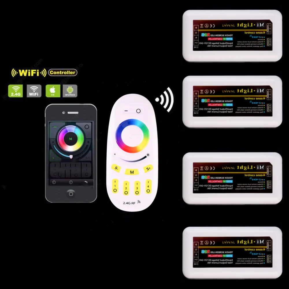 Свет беспроводной 2 4G 4-зона RGBW Touchtone пульт дистанционного управления для