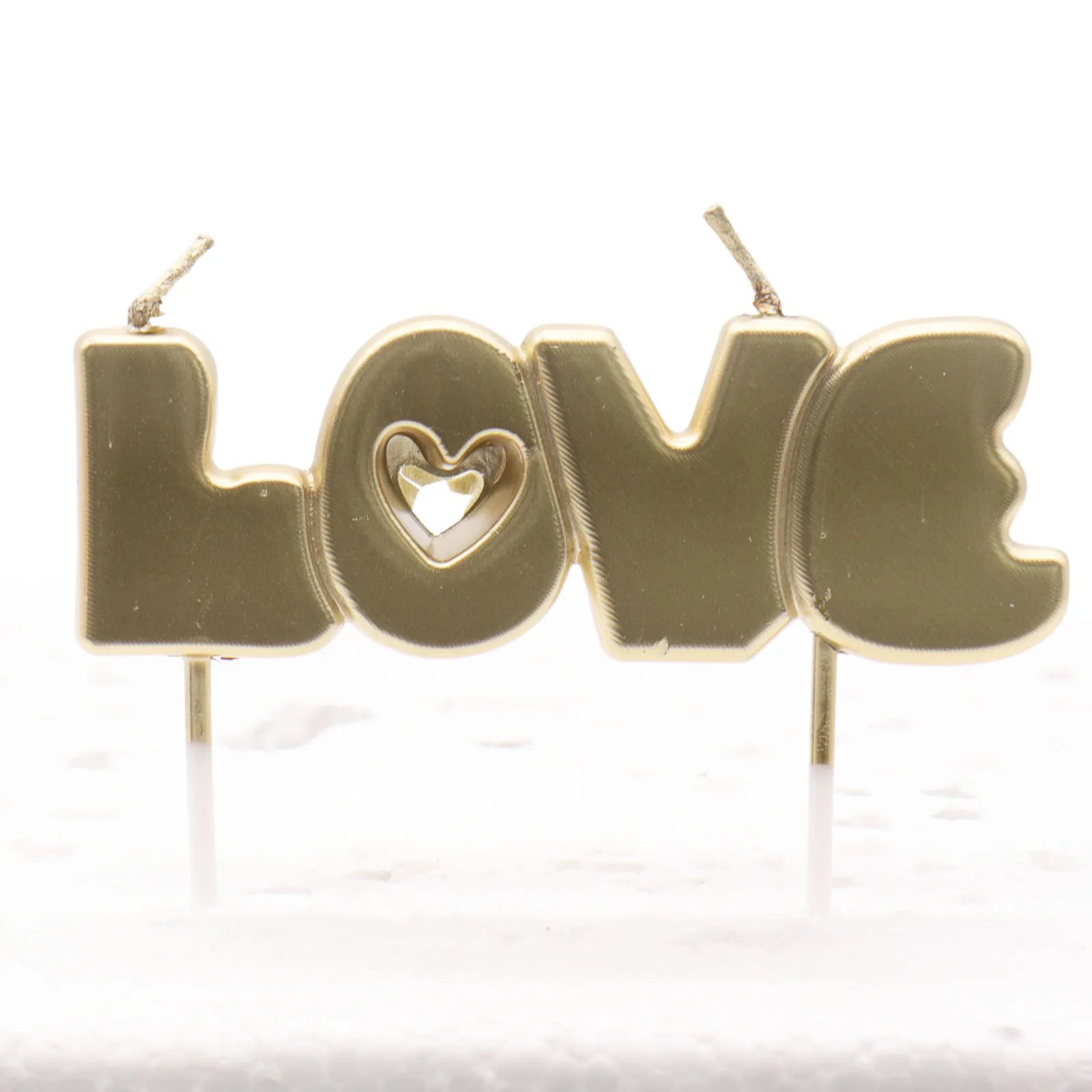 Золотая свеча с надписью «Love Heart», пентаграмма «HAPPY BIRTHDAY», безопасное пламя, домашний декор, подарочные товары, вечерние украшения для торта