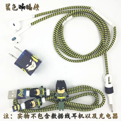 style 12 1,1 м и 1,4 м милый мультяшный USB кабель для наушников, набор протекторов с кабелем, стикеры для намотки, Спиральный шнур, протектор для iphone 5 6 6s 7 - Цвет: style 12