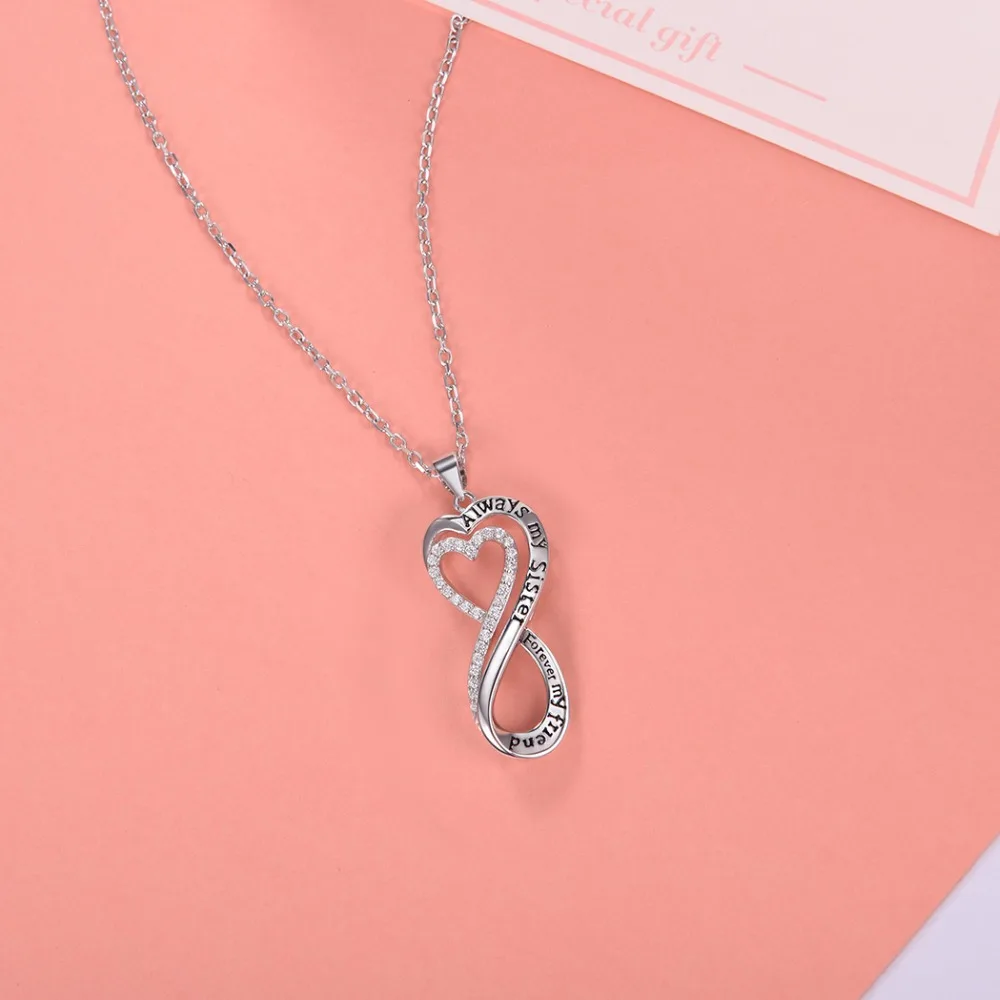 Ожерелье BFF Infinity из стерлингового серебра 925 пробы с кубическим цирконием AAA