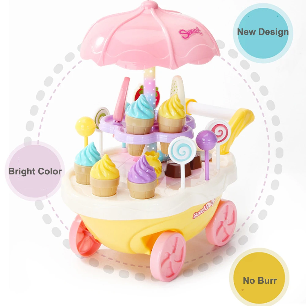30 шт./компл. дети играют роль дома игрушки Моделирование корзину для девочек игрушки Rotaing мороженое конфеты автомобиля со светом и музыкой