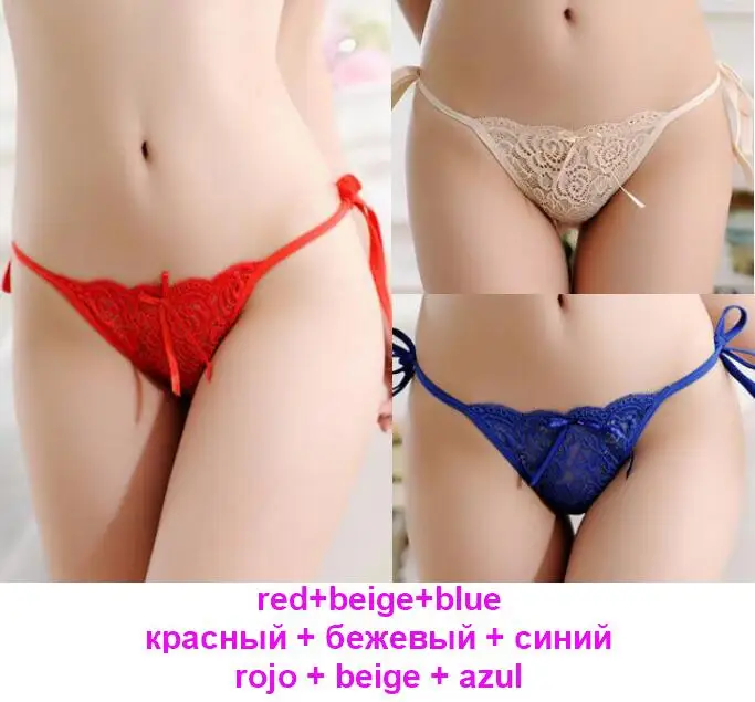 red beige blue 1513 3 шт./партия, Бандажное женское нижнее белье, женские кружевные трусики, стринги для девочек, сексуальные стринги, милые подростковые трусики с бантом, 7 цветов, модные, XS-xL - Цвет: red beige blue 1513