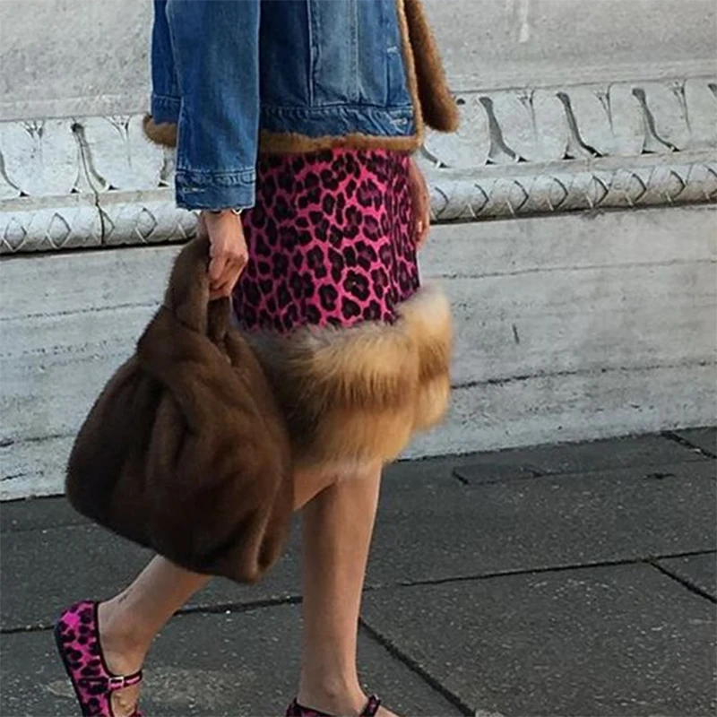 

AUTEUIL PARIS Women Top-Handle Bags Winter Casual Totes New Arrival Mink Hair Handbag Ladies Fur Handbags Cut Fashion Bag