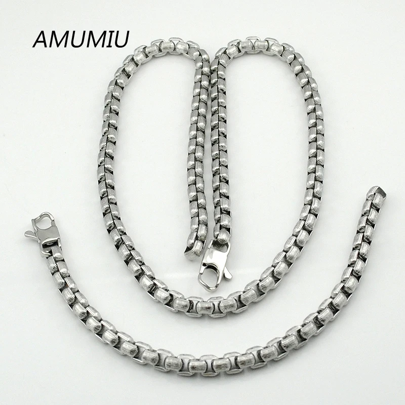 AMUMIU новый дизайн крутая Мужская круглая коробка ювелирный набор серебристый