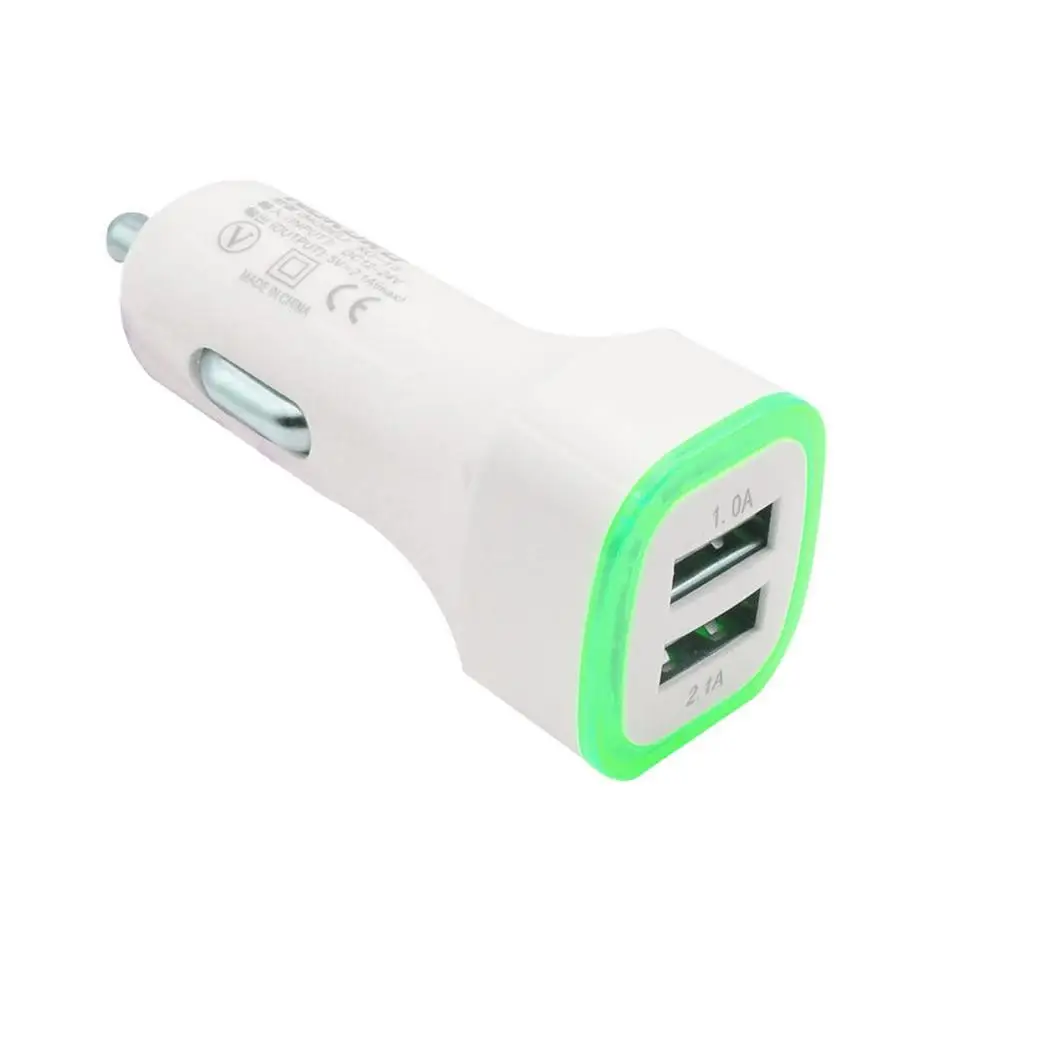 2 1 В A USB Автомобильное зарядное устройство адаптер светящееся портативное s для