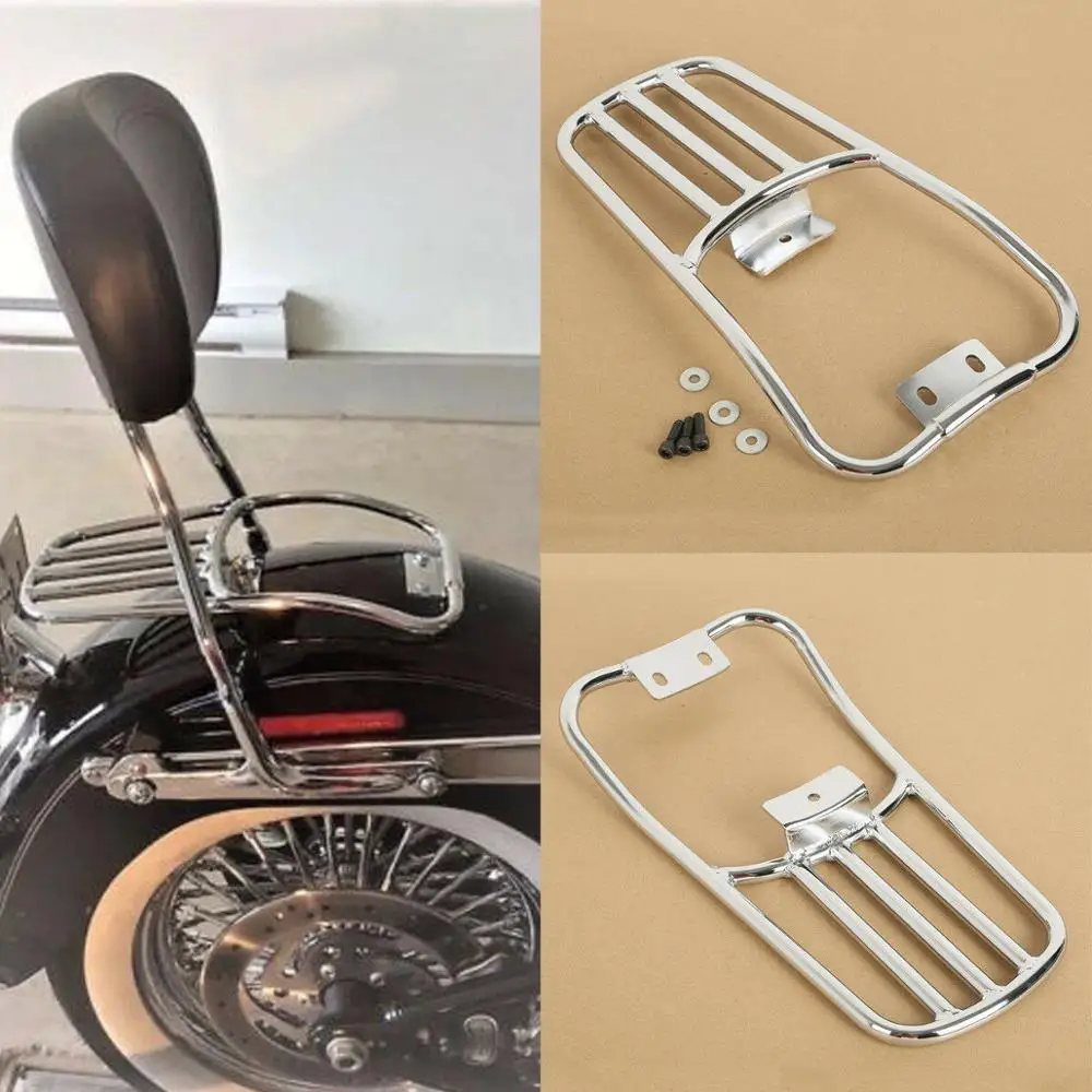Черный/Хромированный багажный стеллаж для заднего крыла мотоцикла Harley Softail Fatboy