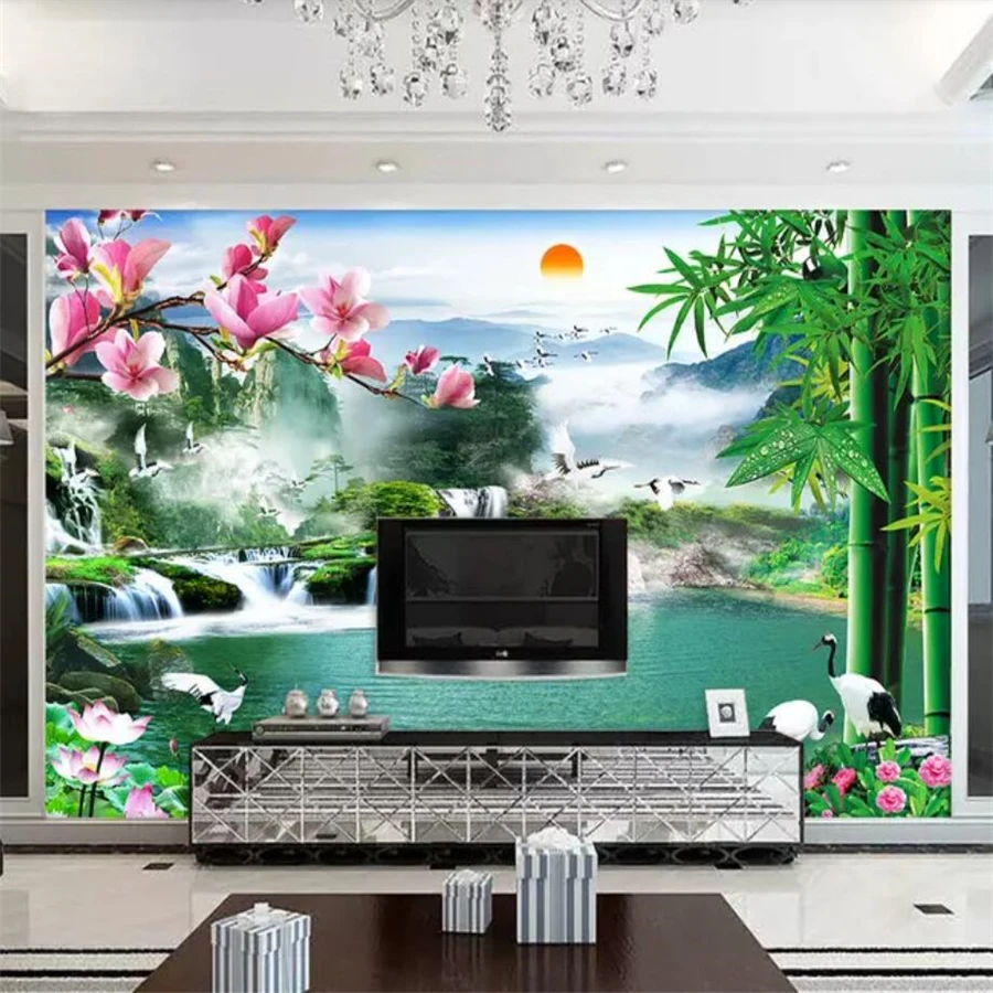 3D обои beibehang на заказ фотообои с изображением цветов бамбука магнолии пейзажа