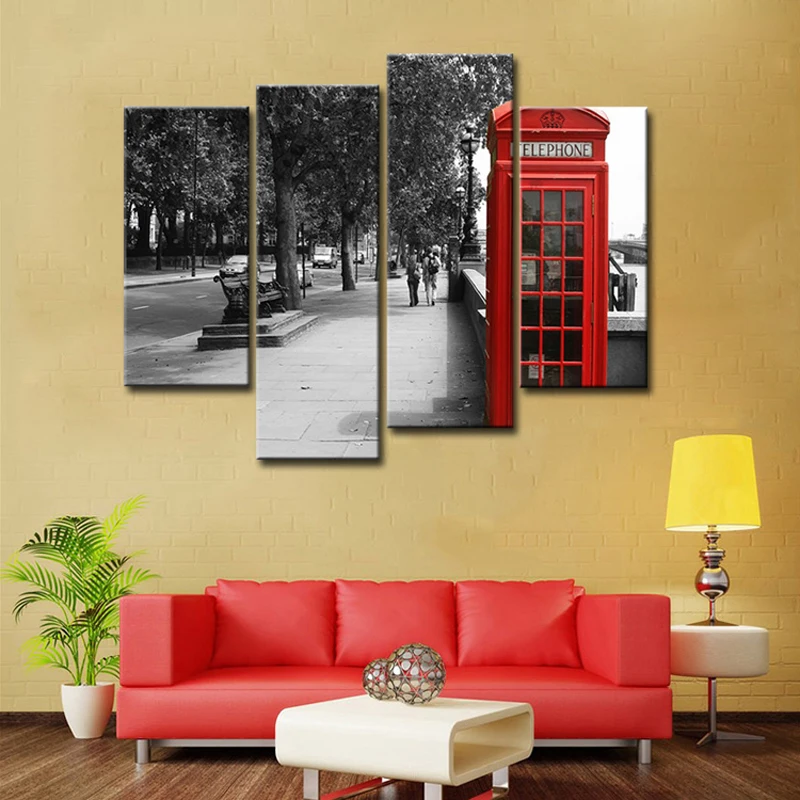 Современное настенное художественное оформление лондонская улица красная