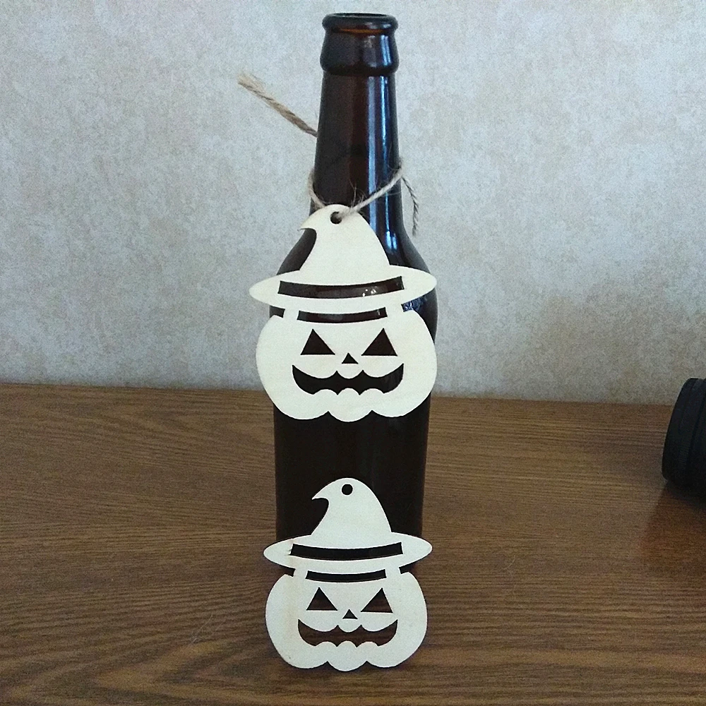 10 шт. деревянная улыбающаяся Тыква с шляпой деревянные украшения для Хэллоуина