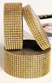golden 10 метров 8 строк Алмазная Mesh Обёрточная бумага roll Украшенные стразами Ленты Вену Украшение стола партия DIY сувениры - Цвет: golden
