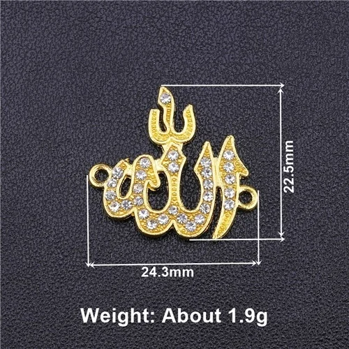 Gold 5 Pieces Товары для ювелирных изделий, Cz Стразы, серебро, Бог, мусульманский полумесяц, шарм, соединитель, аксессуары для исламских ювелирных изделий, сделай сам - Цвет: Gold 5 Pieces