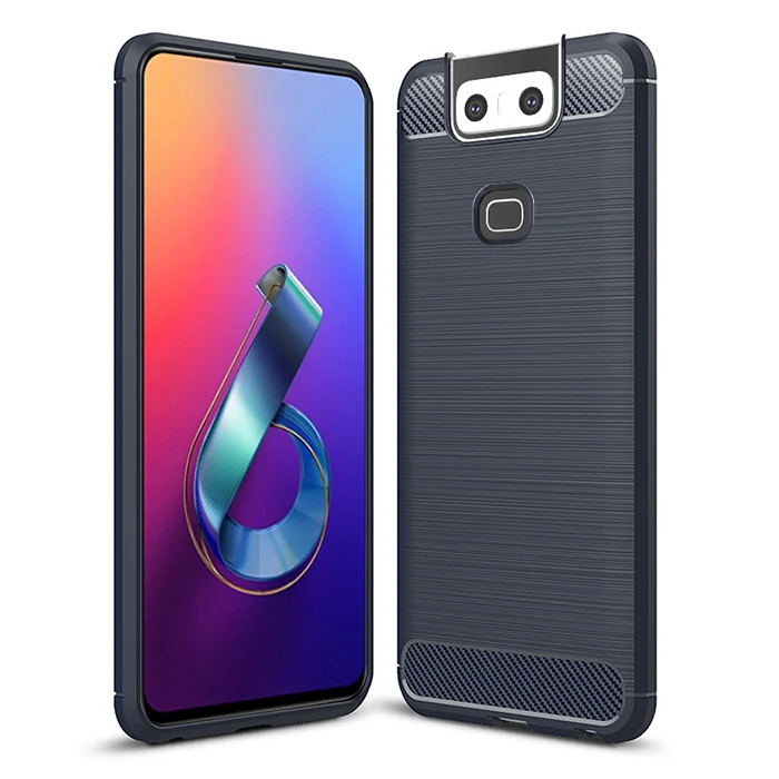 ТПУ чехол для ASUS Zenfone 6 ZS630KL чехол противоударный из углеродного волокна Мягкий чехол для ASUS Zenfone6 ZS630KL чехол для телефона прочный Броня - Цвет: Синий