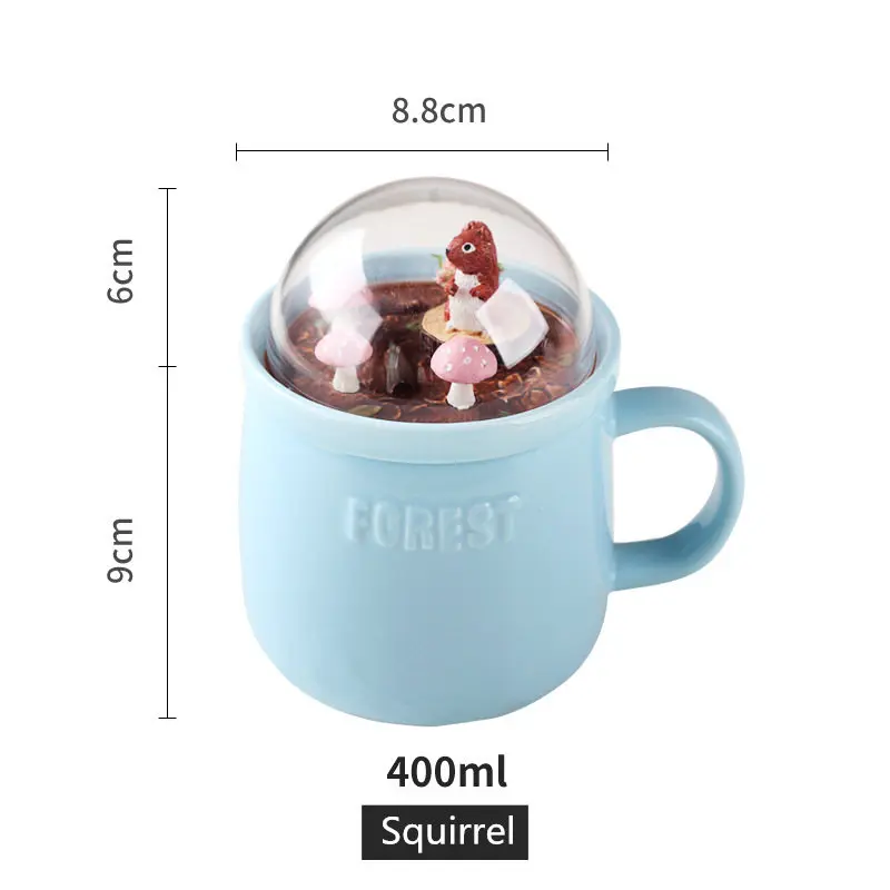 400 мл креативные Мультяшные животные микро пейзаж Caneca молоко и кофе кружка керамическая чашка посуда для напитков чашка рождественские подарки - Цвет: Squirrel
