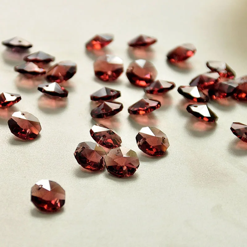 200PCS 14mm Crystal Octagon Beads K9 Crystal 2 Holes Diy Wedding& Home Decoration Crystal Chandelier Lighting Parts