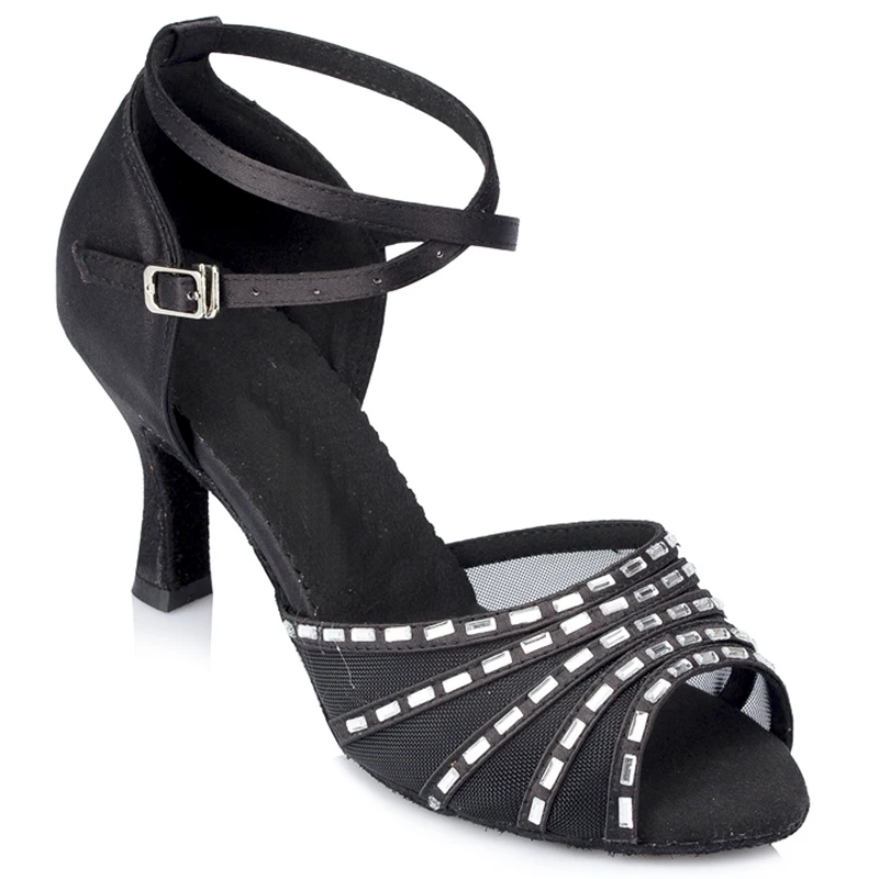 Высококачественные черные и белые женские атласные сетчатые танго сальса