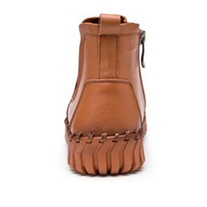 

YAERNI New genuine leather fashion retro women's boots thick soles a pedal boots hot sales trend of casual shoes E342