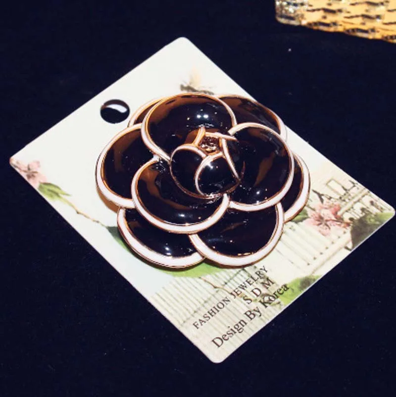 Роскошные эмалевые Броши CC в виде цветов камелии броши для женщин свитера платья