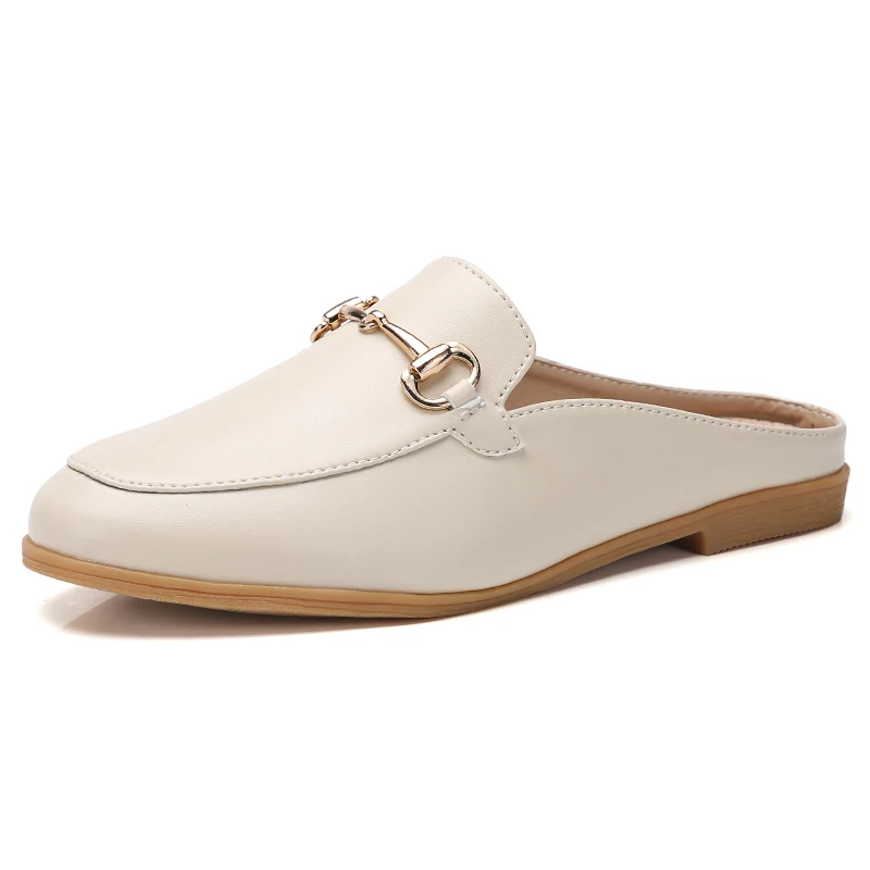 Beige Plardin/Коллекция года; летние женские Вьетнамки; сандалии из коровьей кожи; Балетки без шнуровки; удобные сандалии с круглым носком; обувь для медсестер - Color: Beige