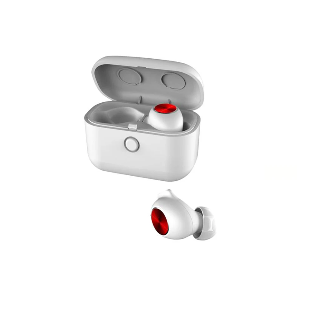 White and red L18 TWS 5,0 Bluetooth наушники 3D стерео звук шумоподавление Беспроводная гарнитура с умным управлением двойной микрофон зарядная коробка - Цвет: White and red