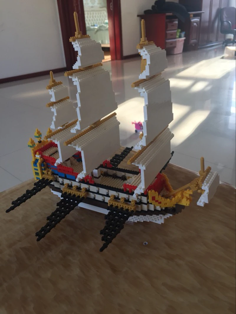 YZ Titanic Caribbean пиратский парусник с черным жемчугом корабль лодка 3D модель DIY мини-строительство алмаз маленькие блоки кирпичи игрушка без коробки