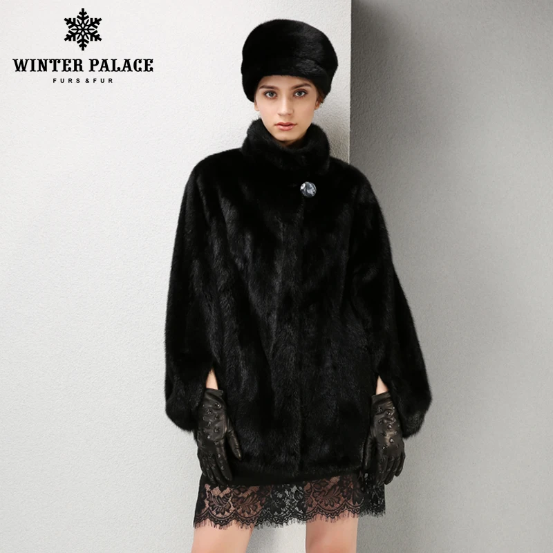 Новый стиль женская мода норковые шубы женщины Мандарин воротник Натуральный