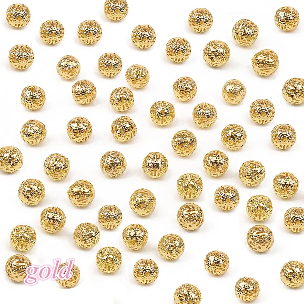 Металлические бусины с полым шариком бронзовые/золотистые/посеребренные