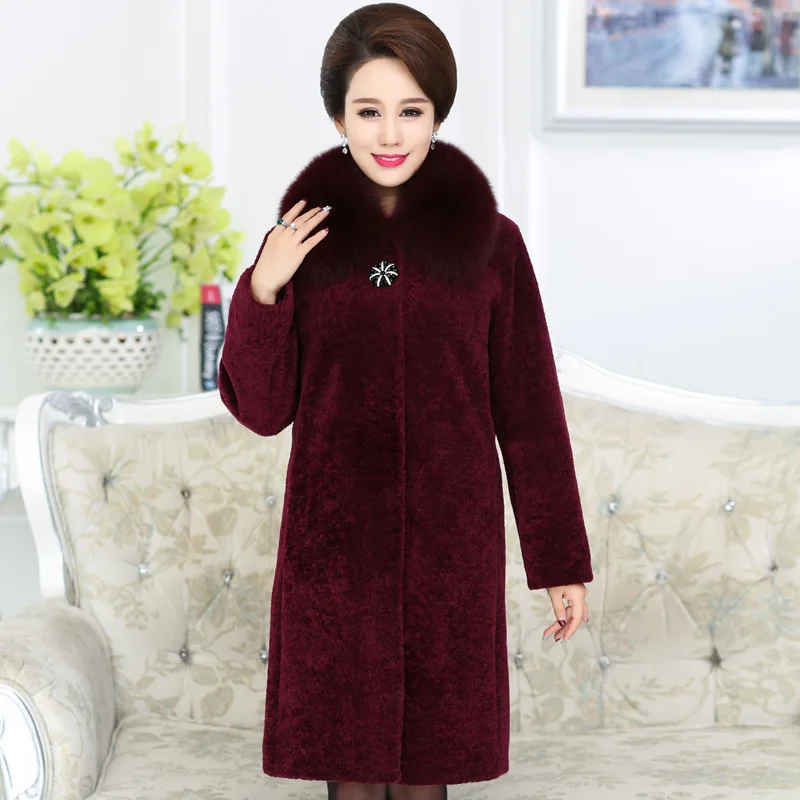 The new 2018 middle-aged and old lambs wool long fox collars in sheep sheared fur coat female winter | Женская одежда