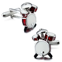 brand hawson fashion cufflinks drum design with whitered enamel music cuff links for men luxury free gift box