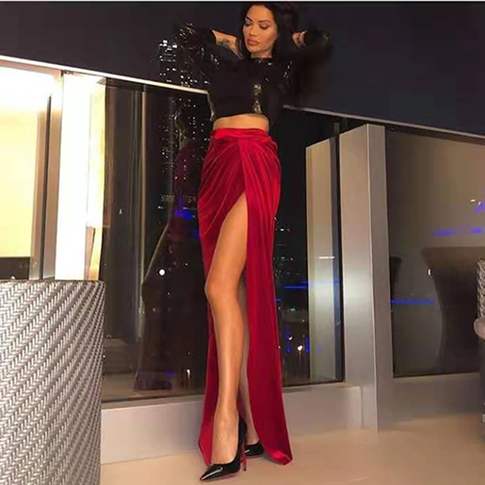 2019 зима новый элегантный женский сексуальный набор блесток с длинным рукавом