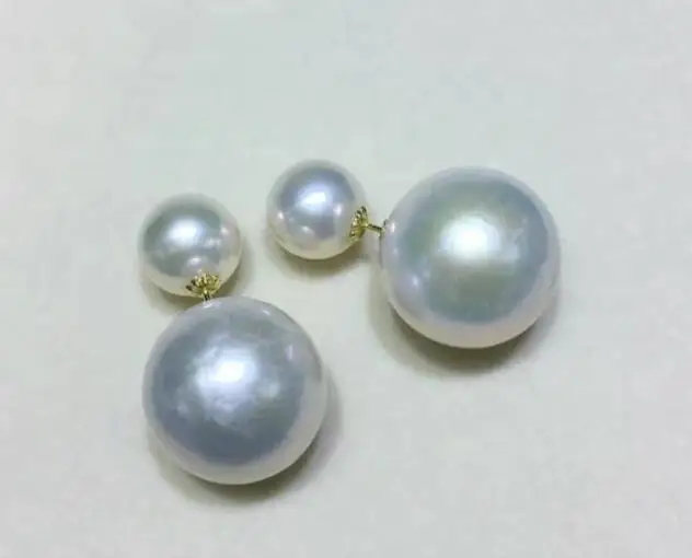 free shipping new pair of 6-11mm south sea round white pearl earring 18k | Украшения и аксессуары
