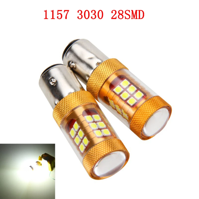 

2 шт. 12 В 24 В S25 P21W 1157 BAY15D 3030 28 SMD светодиодный лампы указателя поворота, стояночные лампы белого цвета