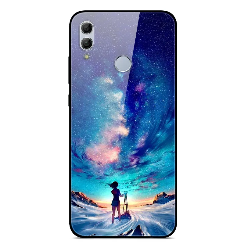 Чехол для huawei Honor 10 Lite с милым узором, стеклянный чехол на заднюю панель, Жесткий Чехол для huawei Honor 10 Lite, бампер для телефона, корпус, Funda, светильник - Цвет: 19