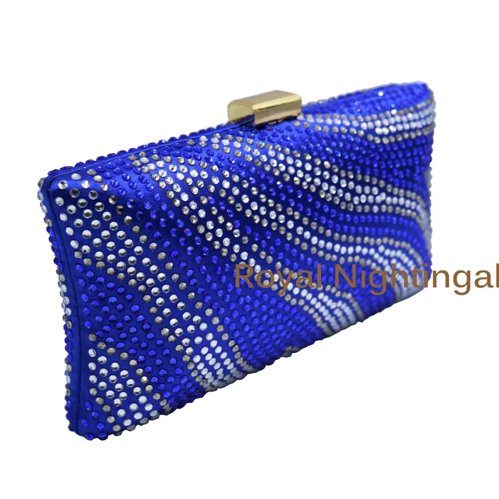 Вечерние сумки и клатчи с кристаллами Королевского синего цвета Стразы для