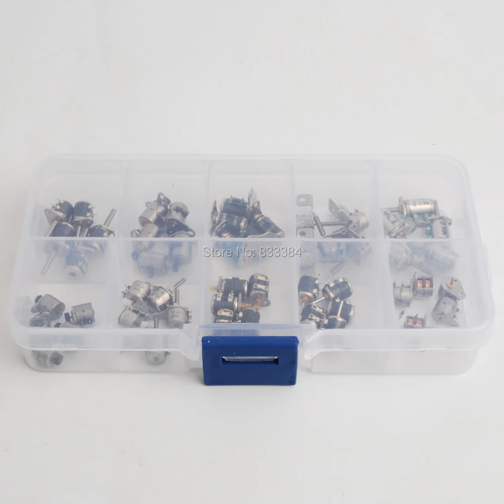10 kinds 5pcs each 50pcs totally 4 Wire 2 Phase 3V-5V dc micro stepper motor Miniature with Plastic Tool Box | Обустройство дома