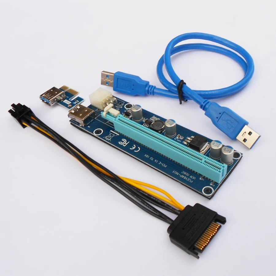 VER 006C PCI E стояки карты 1x к 16x USB 3 0 кабель SATA 6Pin Мощность для БТД Шахтер машина