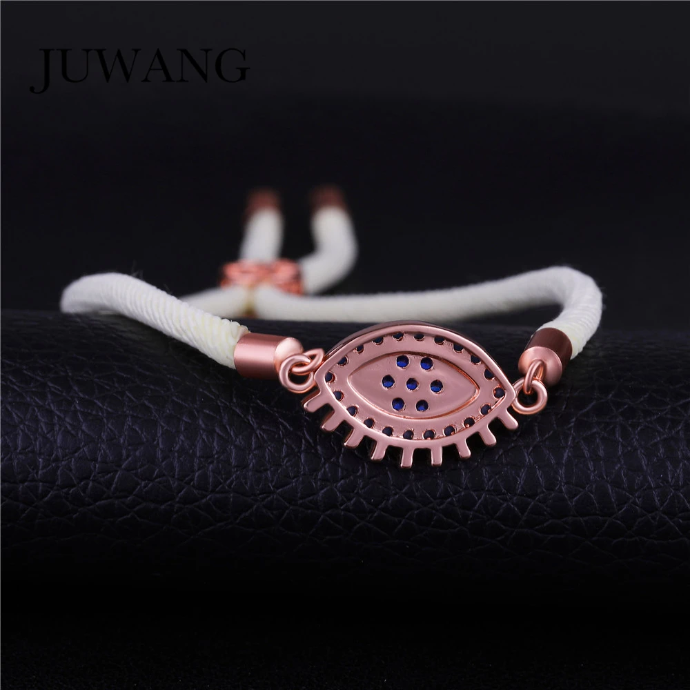 Женские и мужские браслеты JUWANG Blue Evil Eye красные/черные с фианитами регулируемые