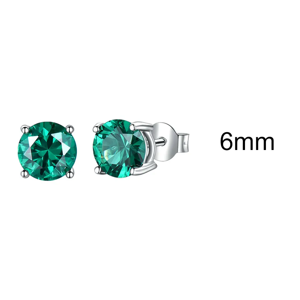 Emerald-6mm UMCHO Твердые Настоящее 925 пробы серебряные ювелирные изделия создан Небесно голубой топаз серьги гвоздики для женщин Подарки на день рождения хорошее ювелирное изделие - Цвет камня: Emerald-6mm