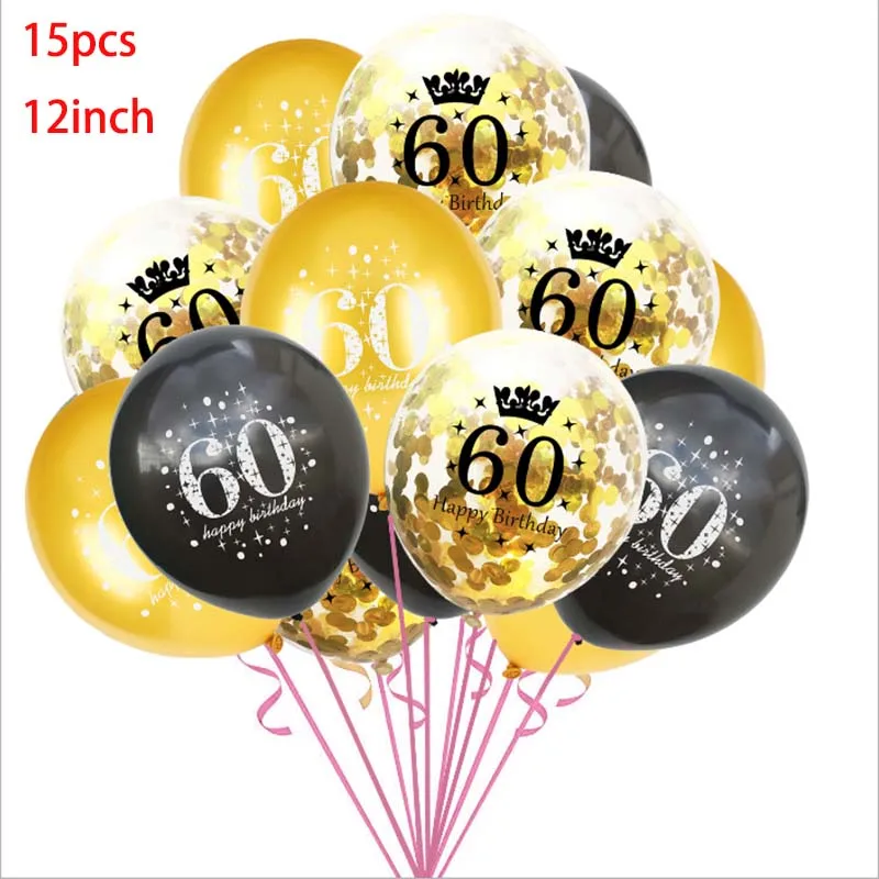 60th Birthday 18 30 40 50 лет День рождения черные золотые воздушные шары надувной воздушный шар 60 70 80 лет балон день рождения деко для взрослых S1XZ - Цвет: 60th Birthday