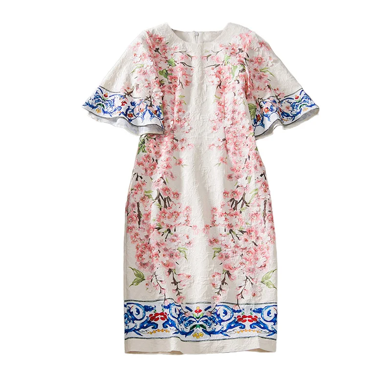 Роскошные Подиумные платья 2017 женские весенние высокого качества с цветочным