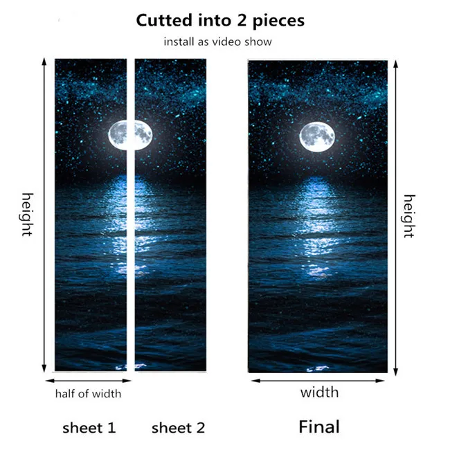 024-cutted into 2pcs Наклейки на дверь в скандинавском стиле, простые 3D визуальные декоративные наклейки на дверь для гостиной, ванной комнаты, обои с естественным пейзажем - Цвет: 024-cutted into 2pcs