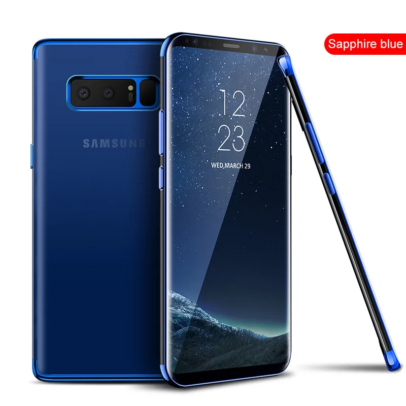 Синий Чехол для samsung Galaxy S6 S7 край S8 S9 S10 E Plus Note 8 9 A8 A7 A6 A5 A3 покрытие Coque силиконовый прозрачный чехол для телефона - Цвет: Синий