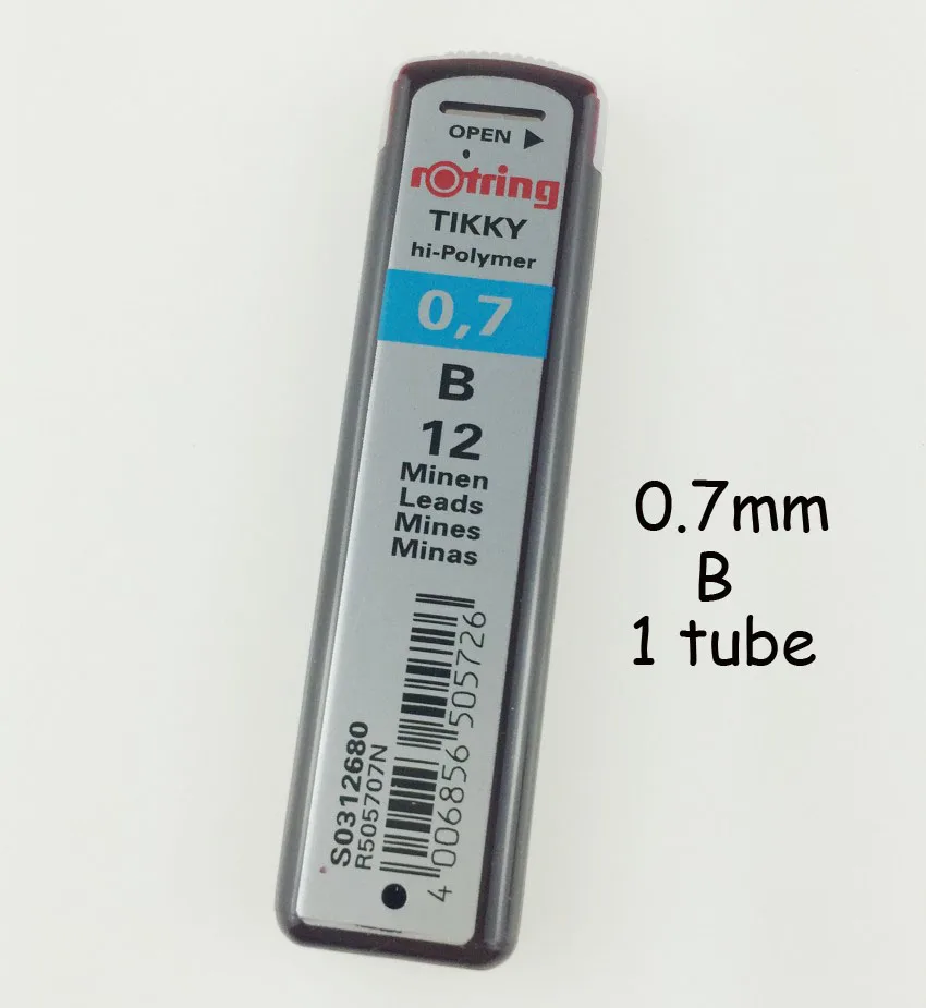 07 B 1tube Rotring 2B/HB/B 0,5/0,7/0,9/1,0 мм карандашные грифели механические карандаши для заправки зажигалок автоматически стержни для карандаша для рисования - Цвет: 07 B 1tube