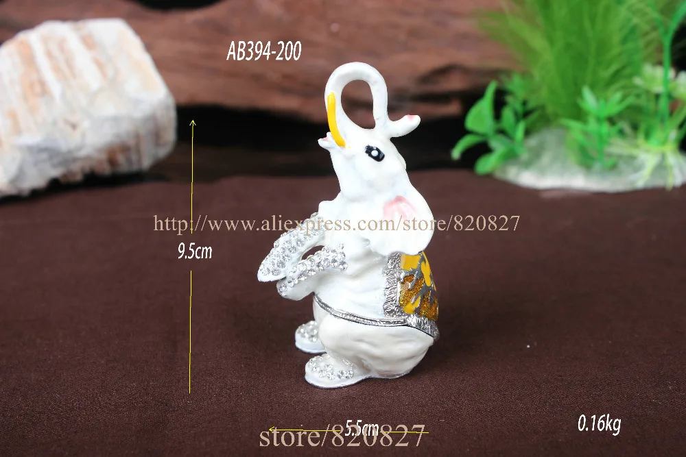 Антиквариат коробка слона ручной работы Кристальный металлический держатель