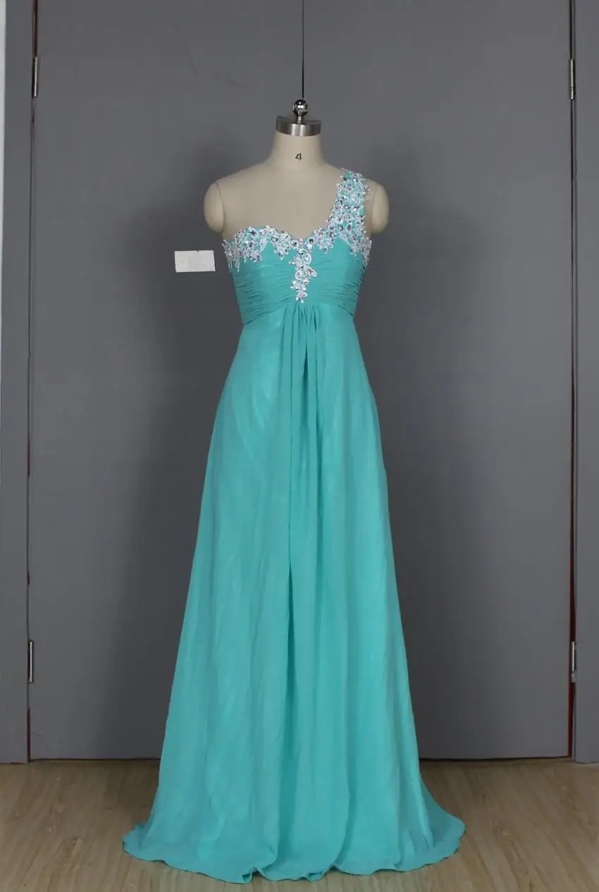 Одно плечо Аппликации шифон Подружкам невесты Для женщин Бисер одно Длинные 2017